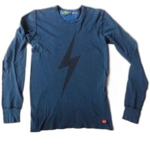 AVIATOR NATION BOLT THERMAL LONG SLEEVE SHIRT BLUE SIZE MEDIUM WOMENS